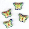 4 11x17mm Blue Cloisonné Butterfly Beads